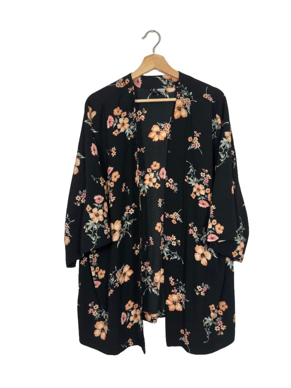 H&M Divided Floral Kimono Cardigan Large Boho Casual Fall Layering Flowy Comfy